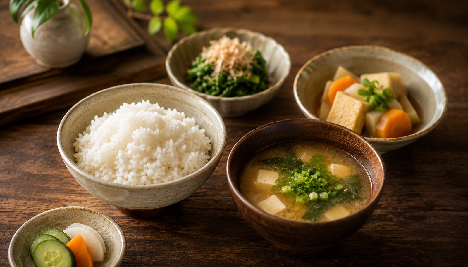 A traditional Japanese home-cooked meal